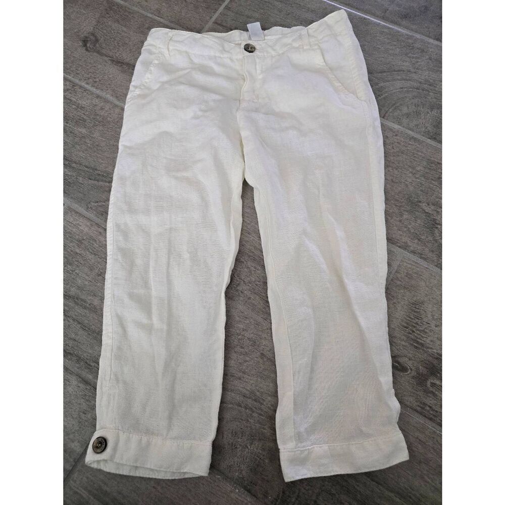 Girls Zara White Linen Blend‎ Pants Size 7/8